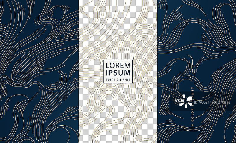 海洋波浪设计线标签集图片素材