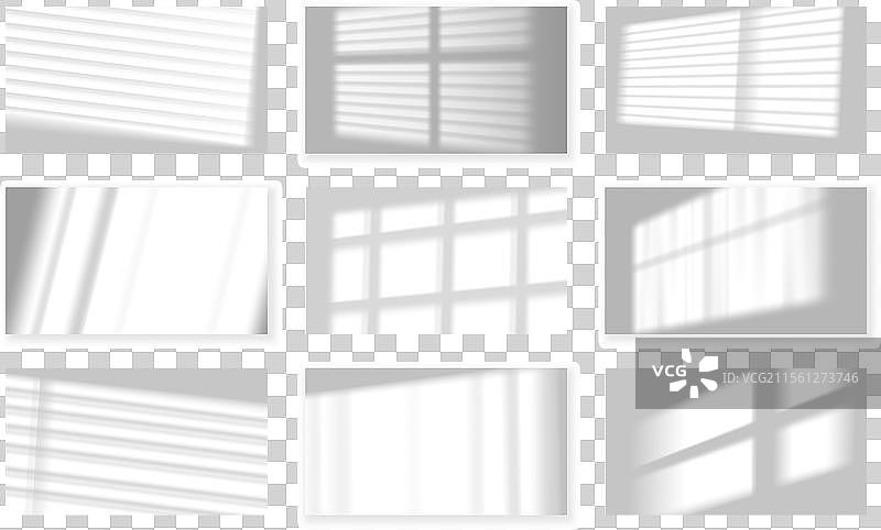 逼真的墙壁，带有投影阴影的窗框图片素材