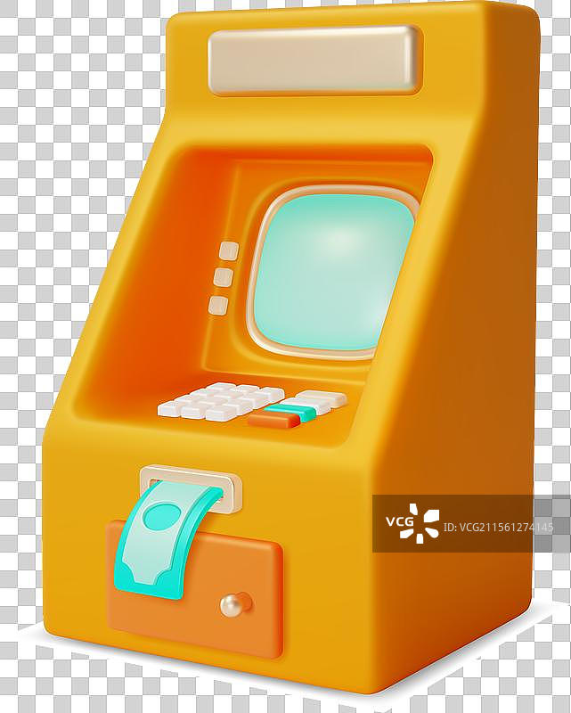 3D银行自动取款机卡通设计风格图片素材