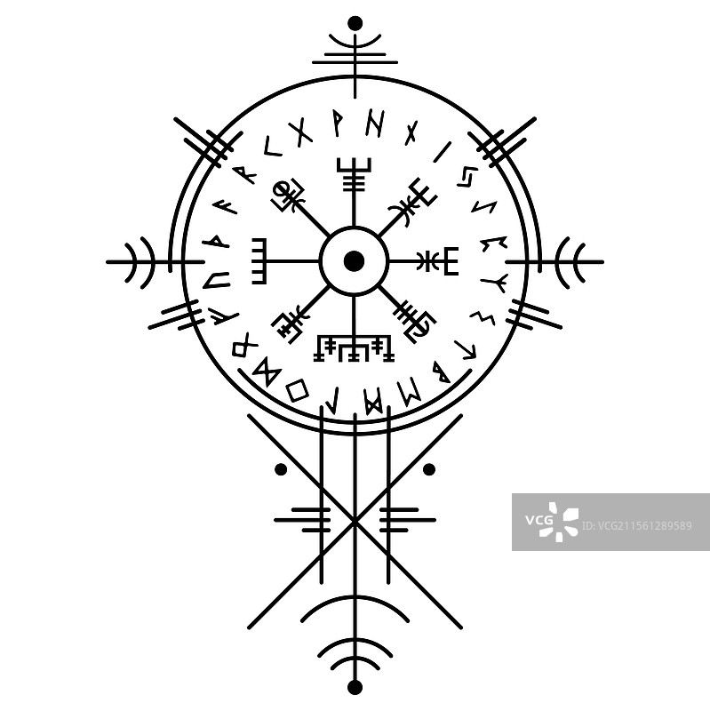 维格维萨尔魔法导航罗盘古代符文图片素材
