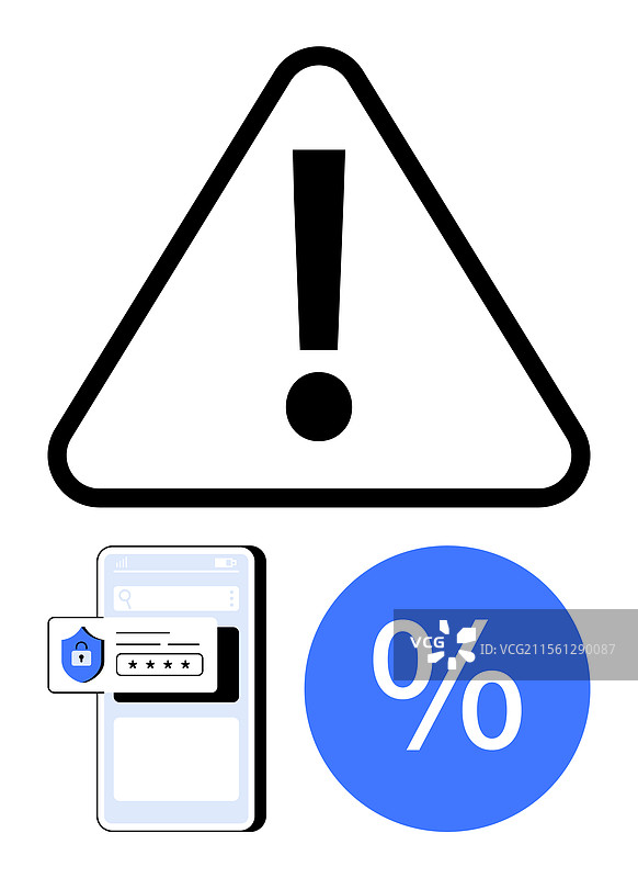 带感叹号的警告标志与智能手机图片素材