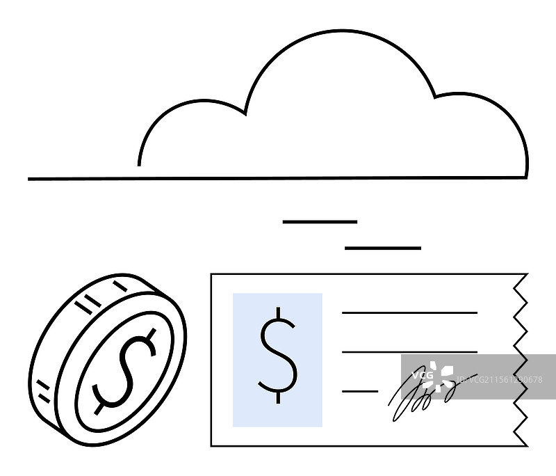 基于云的账单系统，包含硬币和发票图片素材