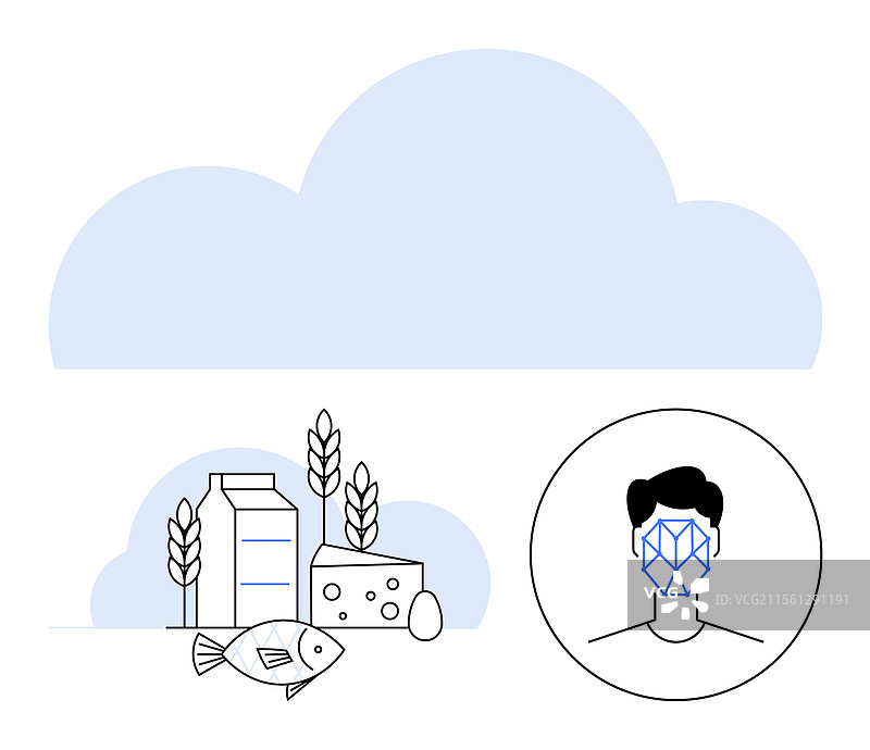 云计算与食品和面部识别的整合图片素材