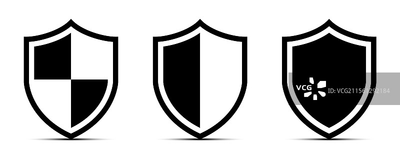 孤立的盾牌图标集图片素材