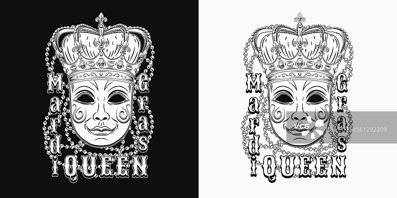狂欢节女王标签与威尼斯面具图片素材