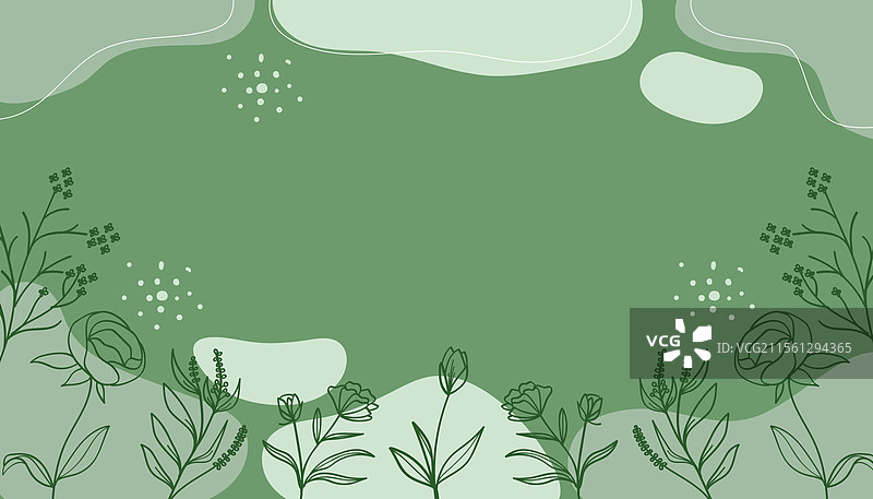 手绘剪影植物绿色横幅图片素材
