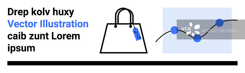 带有价格标签的购物袋旁边有销售趋势图图片素材