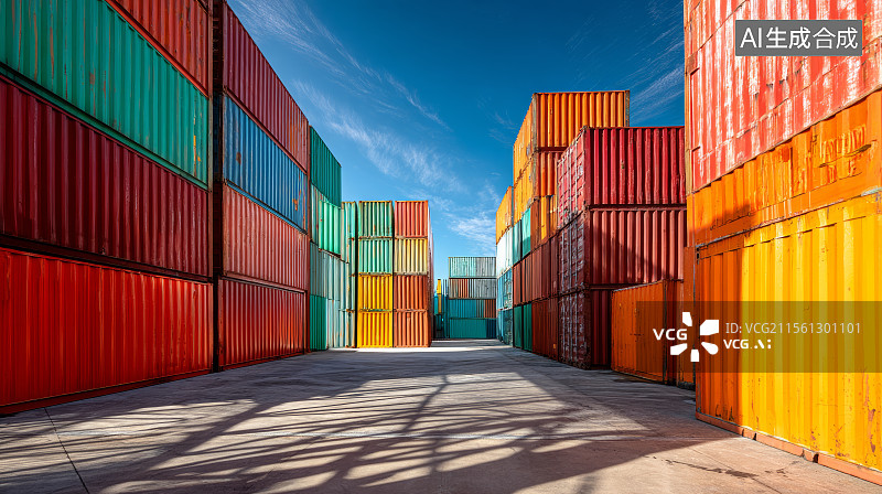 【AI数字艺术】港口码头，集装箱，关税，贸易战，全球贸易图片素材