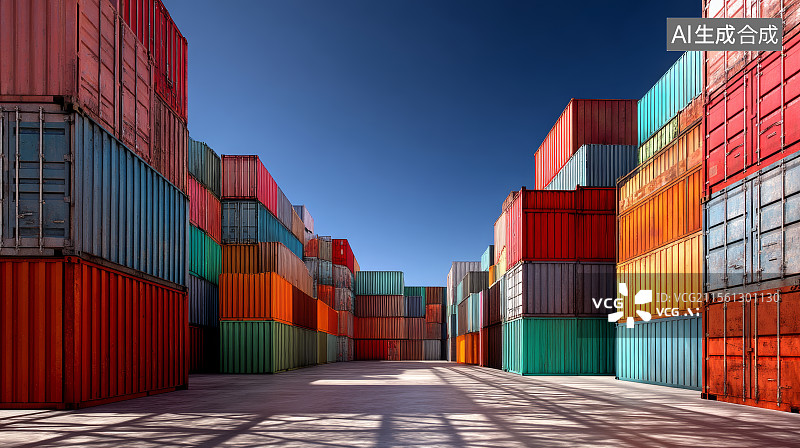 【AI数字艺术】港口码头，集装箱，关税，贸易战，全球贸易图片素材