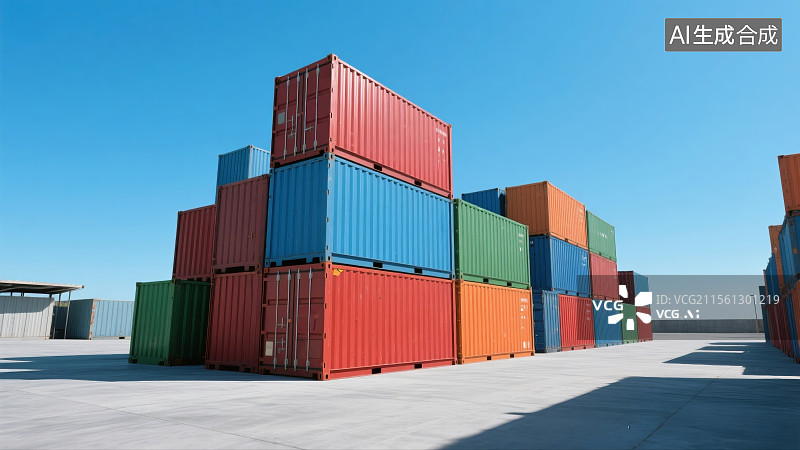 【AI数字艺术】港口码头，集装箱，关税，贸易战，全球贸易图片素材