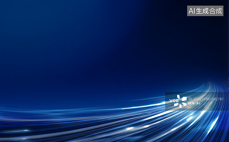 【AI数字艺术】蓝色科技速度线条背景，动感流光现代设计图片素材