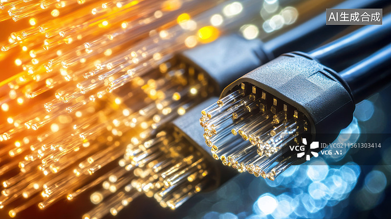 【AI数字艺术】光纤电缆特写图片素材