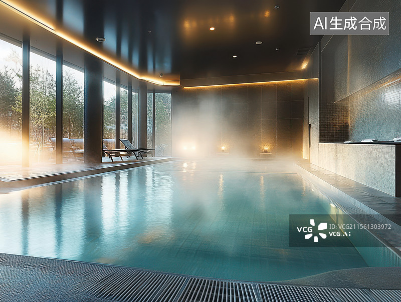 【AI数字艺术】室内温泉游泳池图片素材