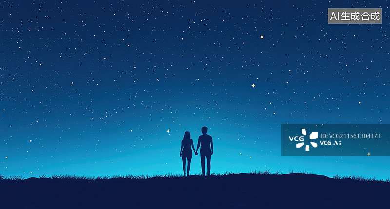 【AI数字艺术】夜空下的浪漫邂逅图片素材