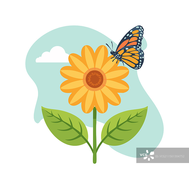 一朵花上停着一只蝴蝶图片素材