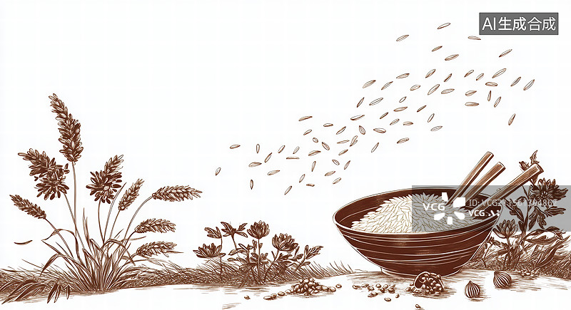 【AI数字艺术】稻香四溢的丰收景象图片素材