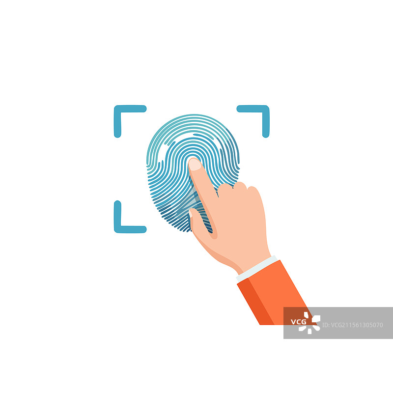一只手在扫描指纹图片素材