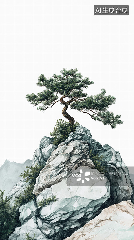 【AI数字艺术】云雾缭绕的山峰图片素材