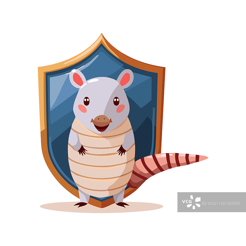可爱的犰狳与盾牌图片素材