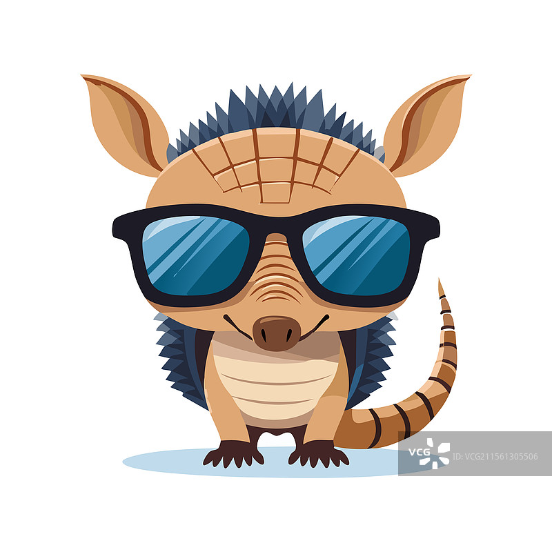 可爱的穿山甲戴着太阳镜图片素材