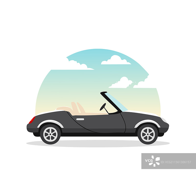 黑白敞篷车顶篷放下图片素材