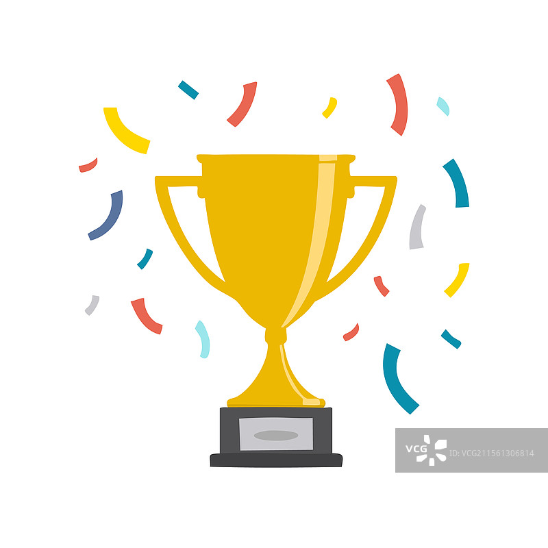 冠军杯与五彩纸屑图片素材