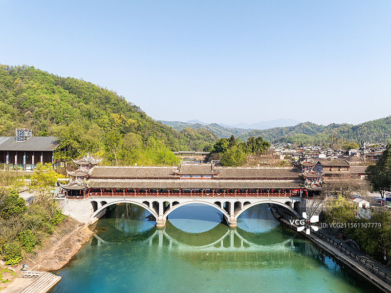 中国四川成都街子古镇航拍图图片素材