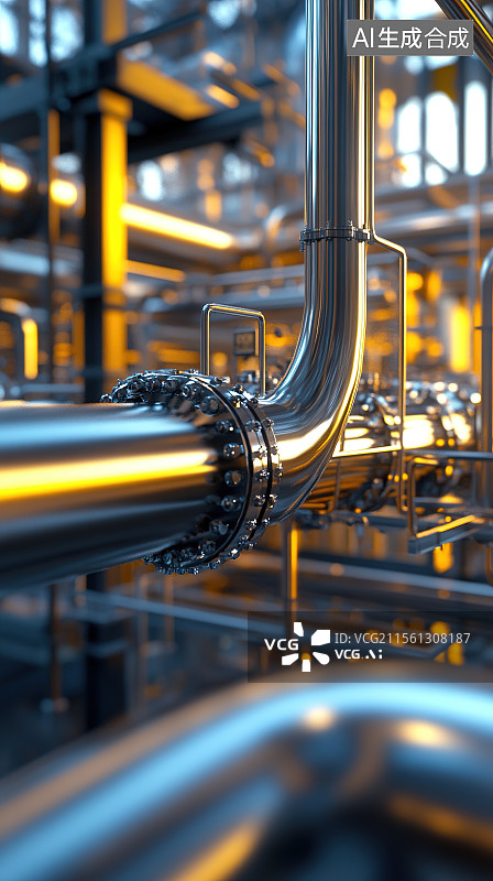 【AI数字艺术】石油炼油厂的石油蒸馏塔输油管等炼油设备图片素材