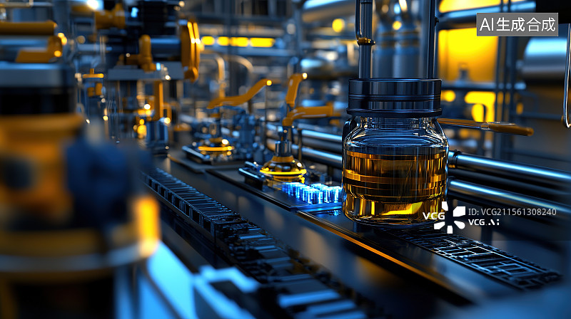 【AI数字艺术】炼油厂石油质检环节实验室油品检测图片素材