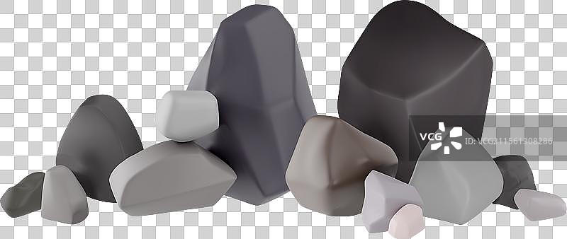 灰色岩石3D图标集图片素材