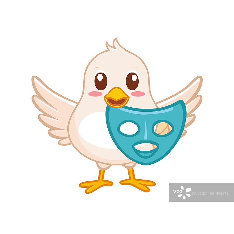 可爱的鸽子与戏剧面具图片素材