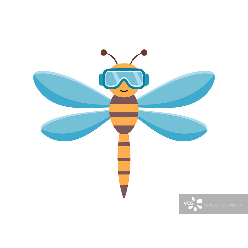 可爱的蜻蜓戴着护目镜图片素材