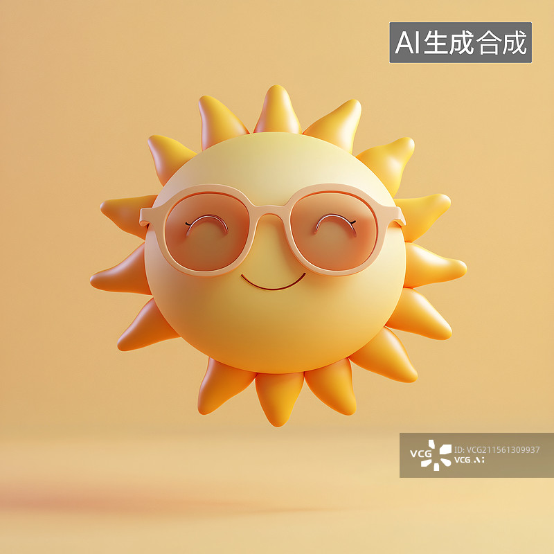 【AI数字艺术】戴墨镜的3d太阳图片素材