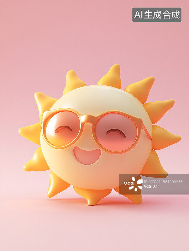 【AI数字艺术】戴墨镜的3d太阳图片素材