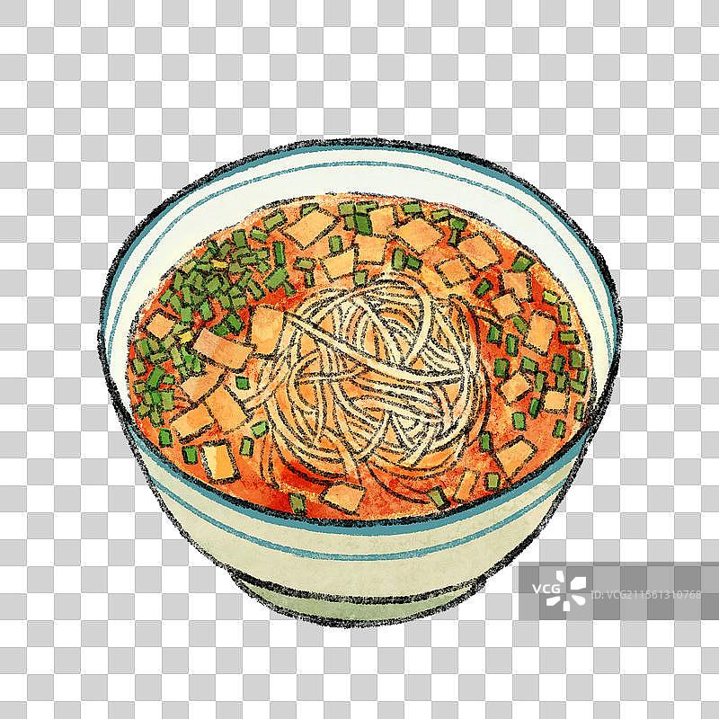陕西宝鸡美食国风插画-臊子面图片素材