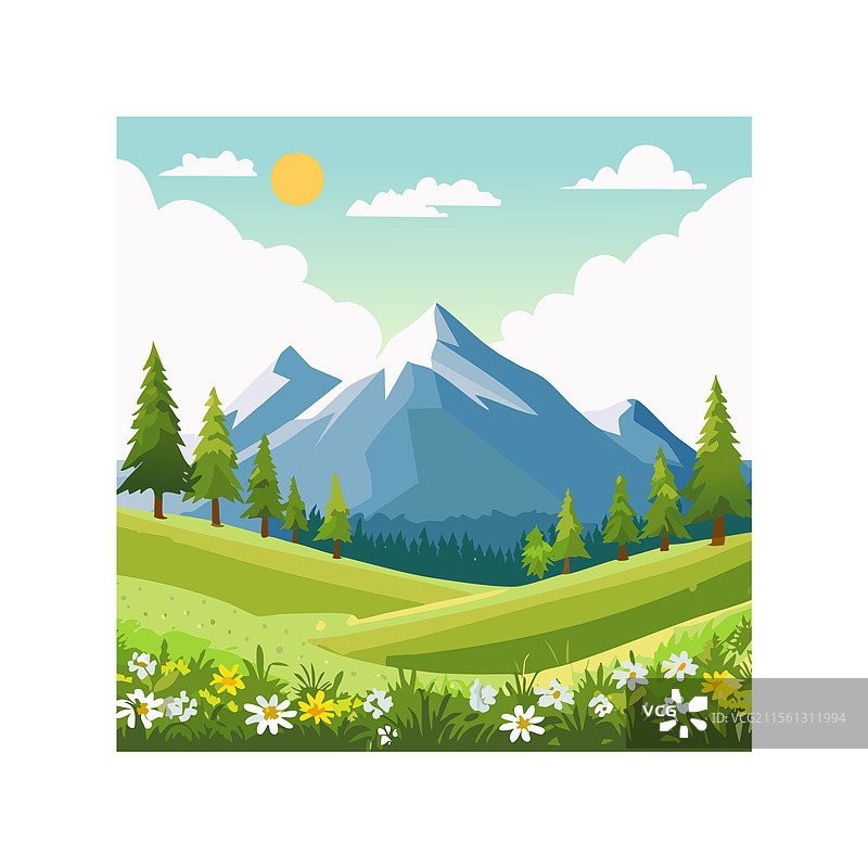 山间草甸图片素材