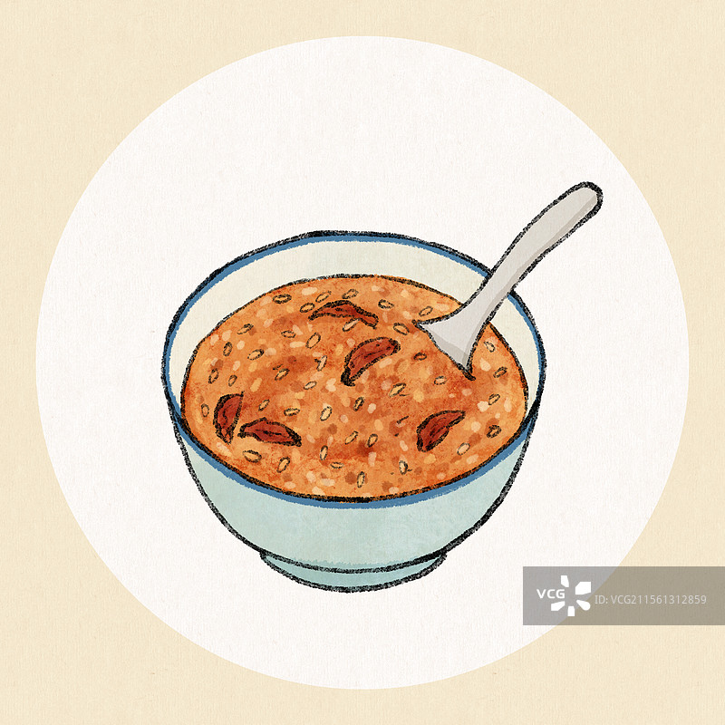 陕西宝鸡美食国风插画-甑糕醪糟图片素材