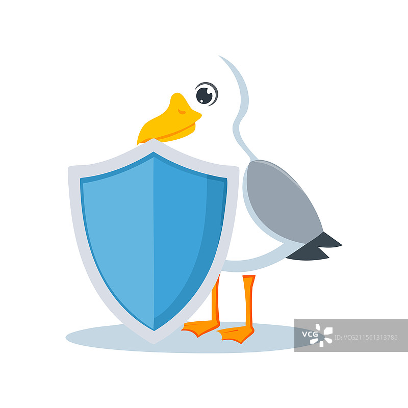 可爱的海鸥与盾牌图片素材
