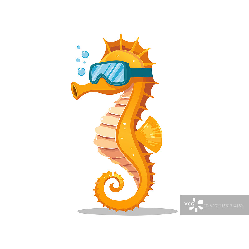 可爱的海马戴着护目镜图片素材