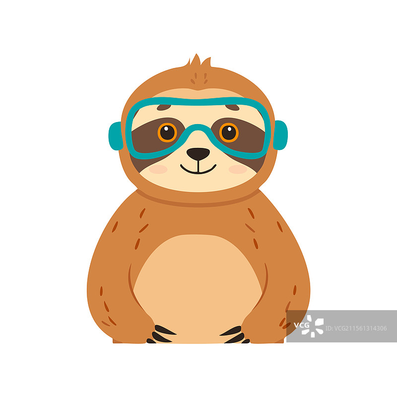 可爱的树懒戴着护目镜图片素材