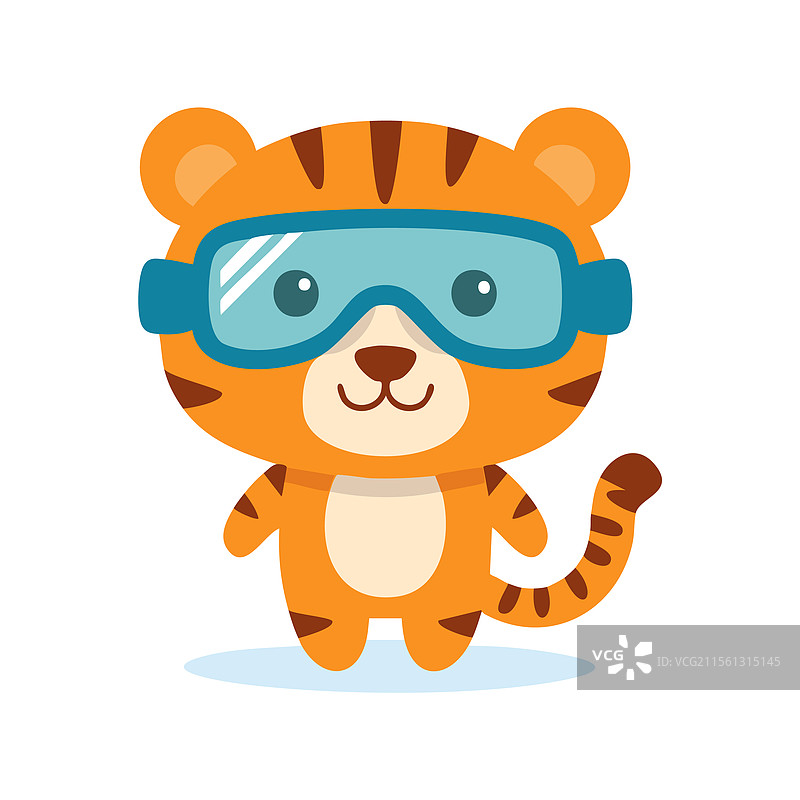 可爱的戴着护目镜的老虎图片素材
