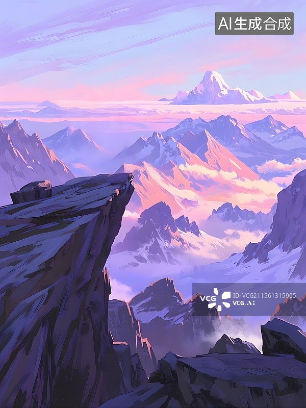 【AI数字艺术】雪山之巅图片素材