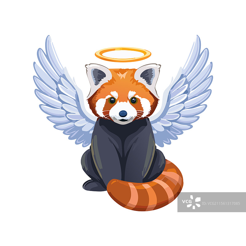 红熊猫与天使翅膀图片素材