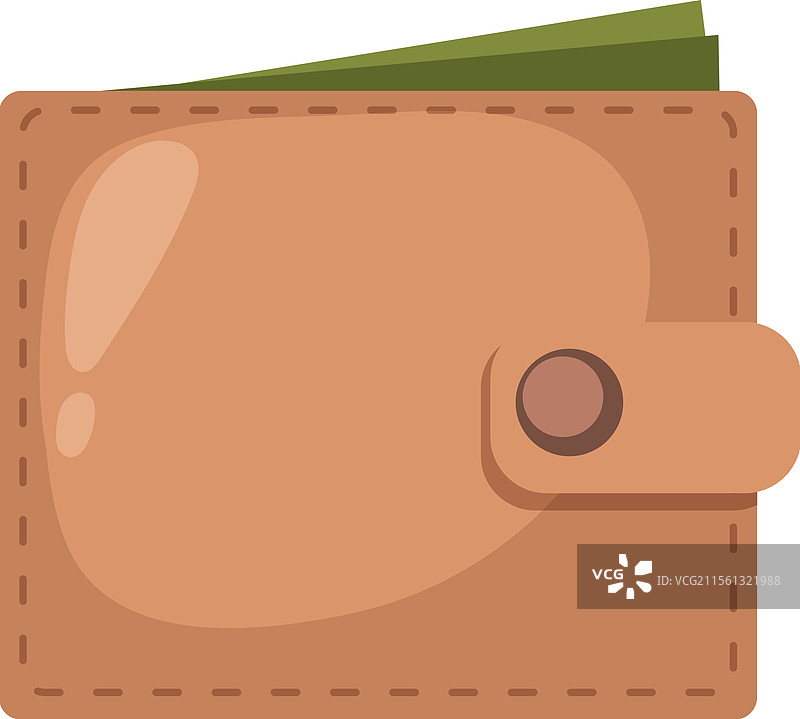 棕色钱包里露出绿色钞票图片素材