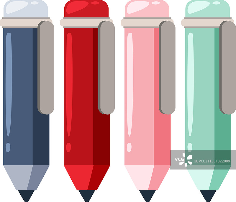 四支色彩鲜艳的不同颜色的笔图片素材