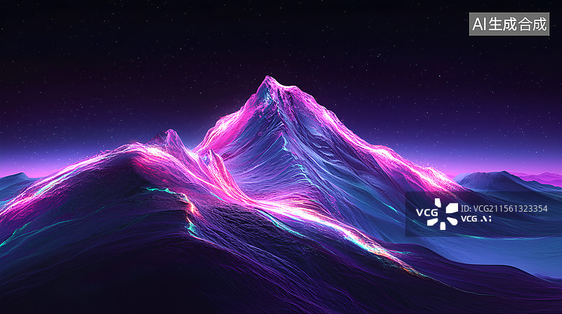 【AI数字艺术】雪山，日照金山，紫色的绚丽雪山图片素材