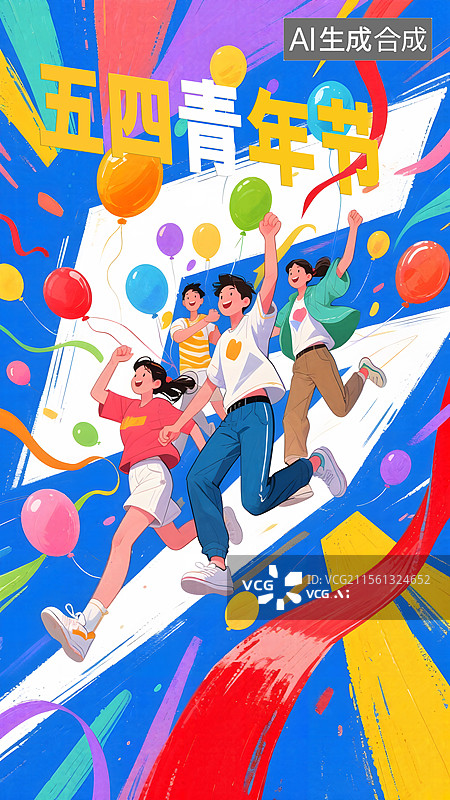 【AI数字艺术】五四青年节竖版海报图片素材