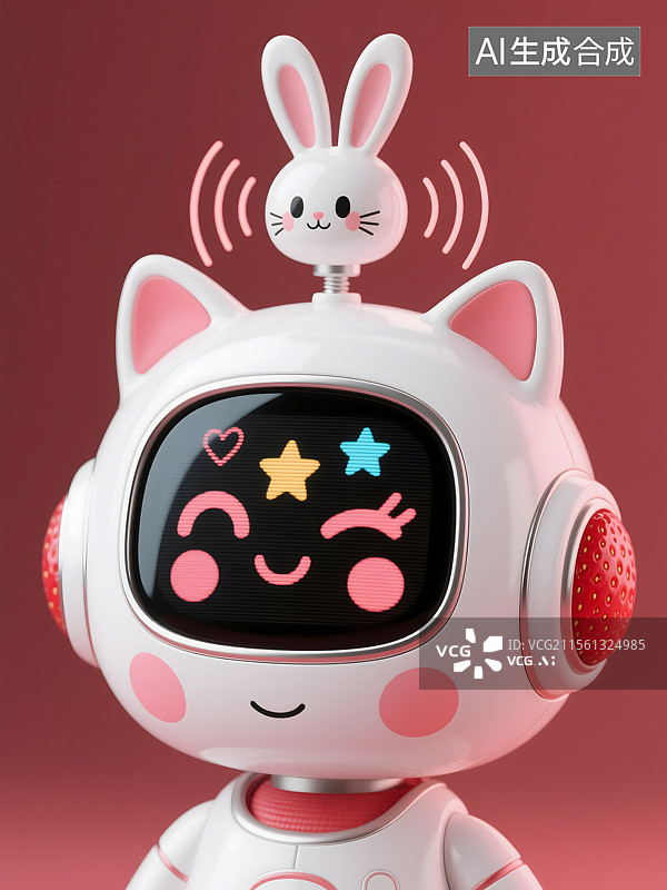 【AI数字艺术】草莓主题AI陪伴机器人图片素材