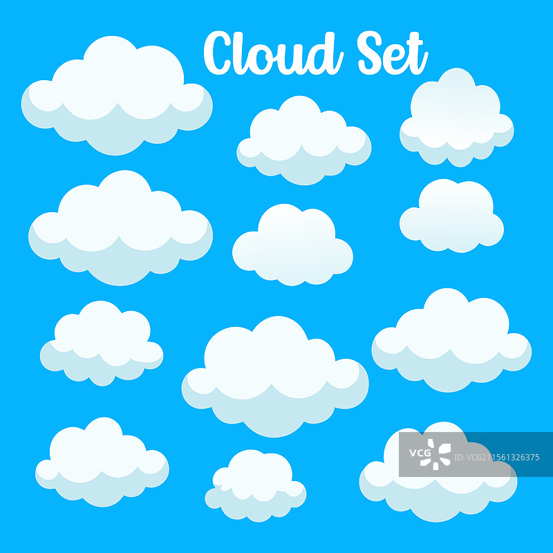 一组蓝天上的蓬松白云图片素材