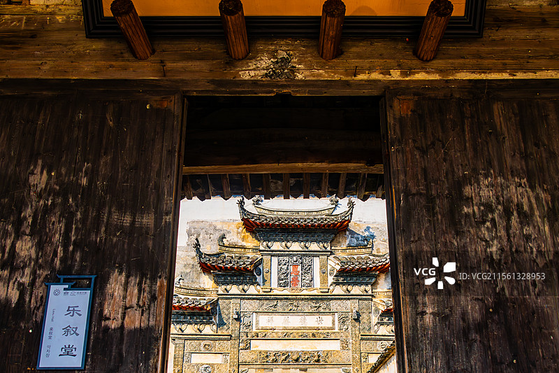 徽州建筑-宏村汪氏宗祠乐叙堂图片素材